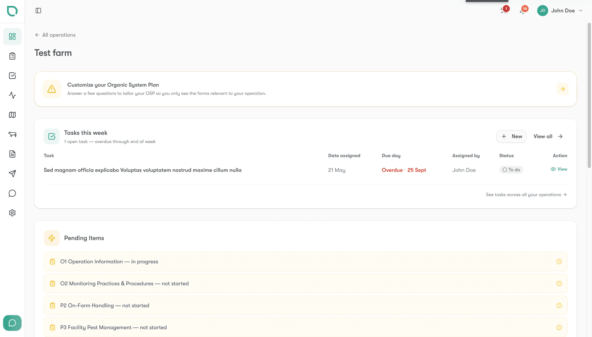 Submission review screen showing a complete, validated client OSP